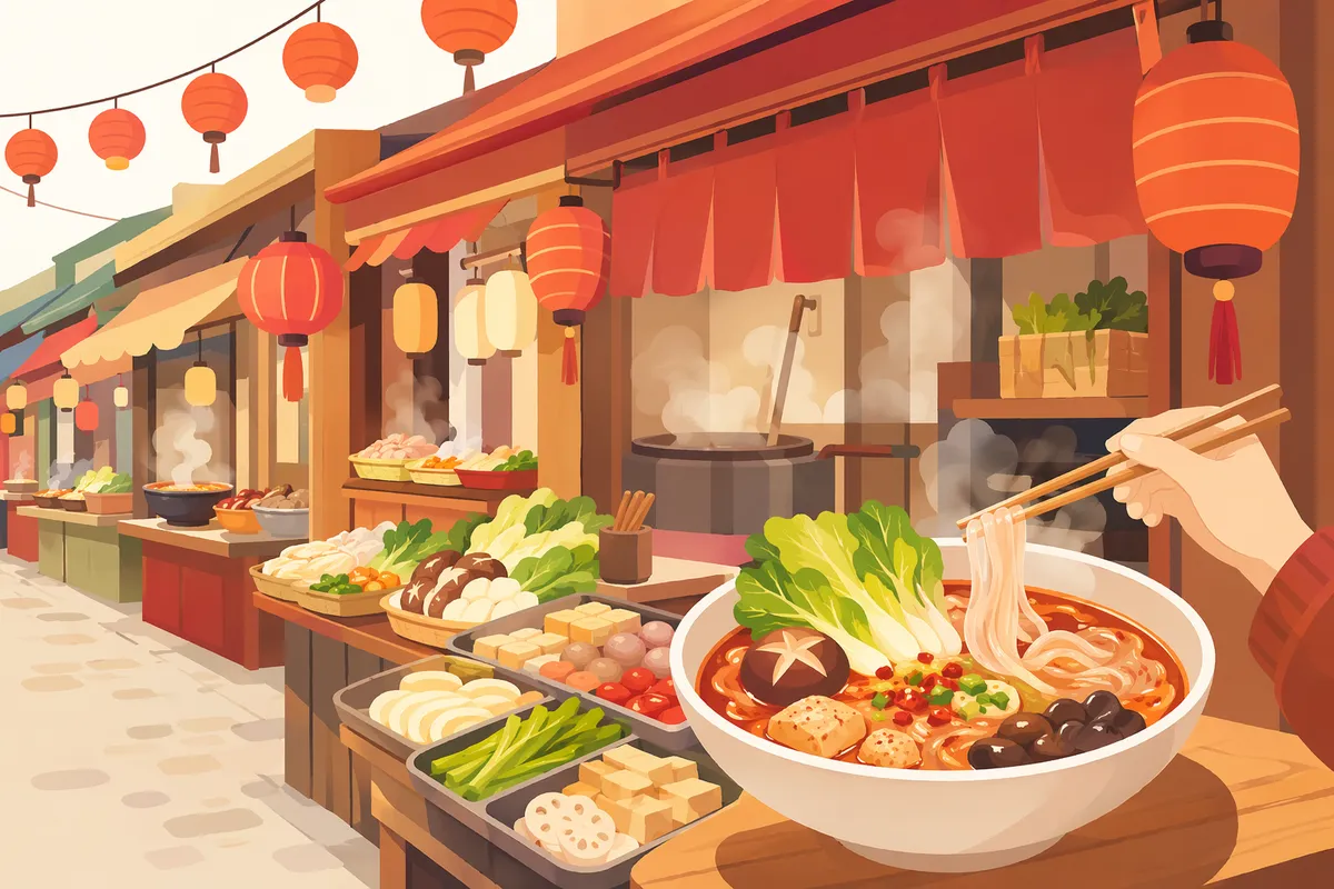伏見・大須エリアの麻辣湯(マーラータン)イメージイラスト