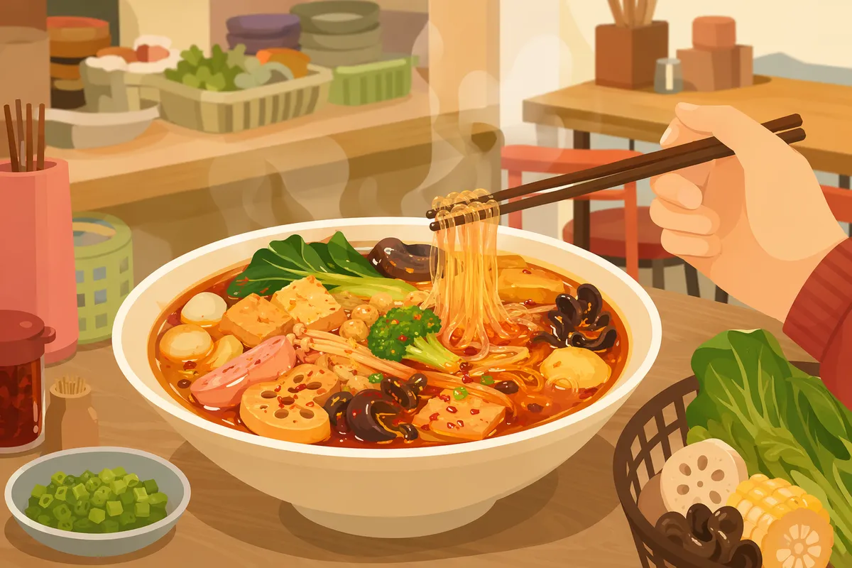 天王寺・鶴橋・天下茶屋エリアの麻辣湯(マーラータン)イメージイラスト