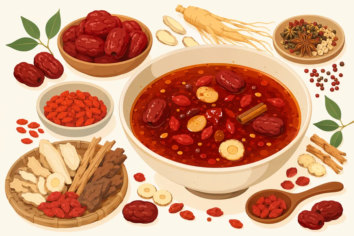 心斎橋エリアの麻辣湯(マーラータン)イメージイラスト