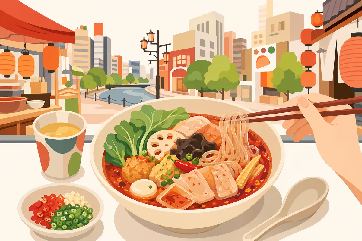 博多駅エリアの麻辣湯(マーラータン)イメージイラスト