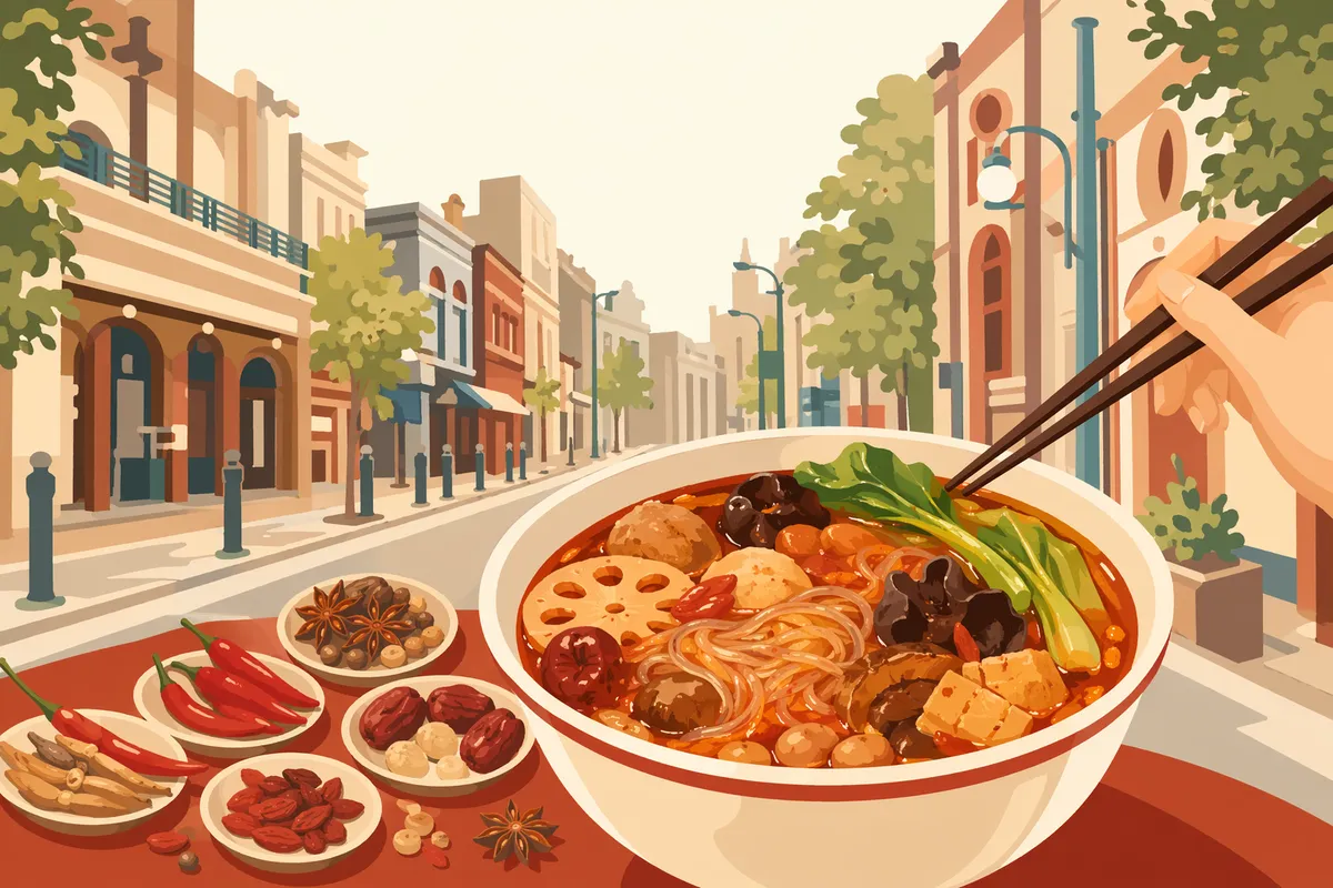 関内・伊勢佐木町エリアの麻辣湯(マーラータン)イメージイラスト