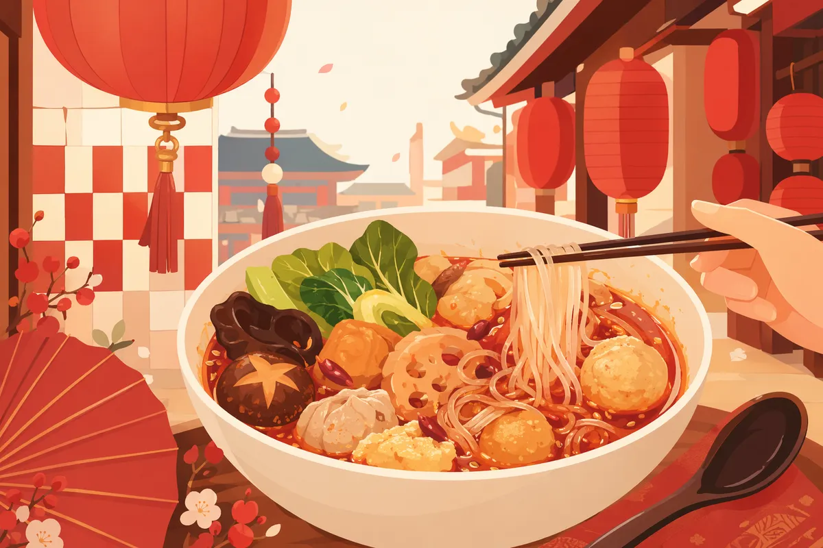 浅草エリアの麻辣湯(マーラータン)イメージイラスト