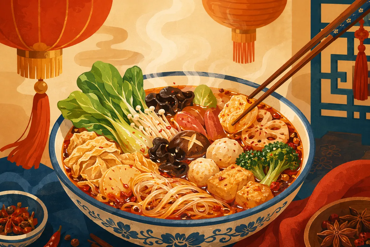 元町・南京町エリアの麻辣湯（マーラータン）イメージイラスト
