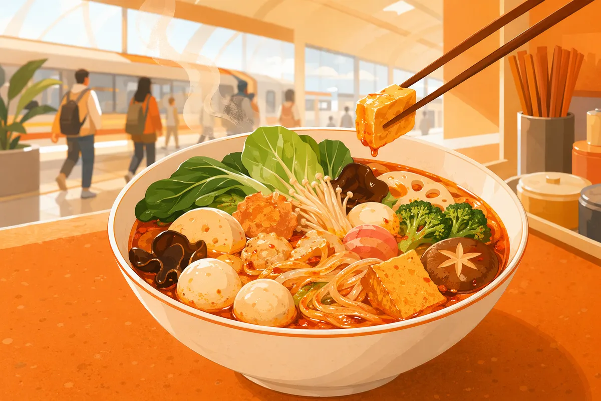 岡山駅周辺エリアの麻辣湯（マーラータン）イメージイラスト