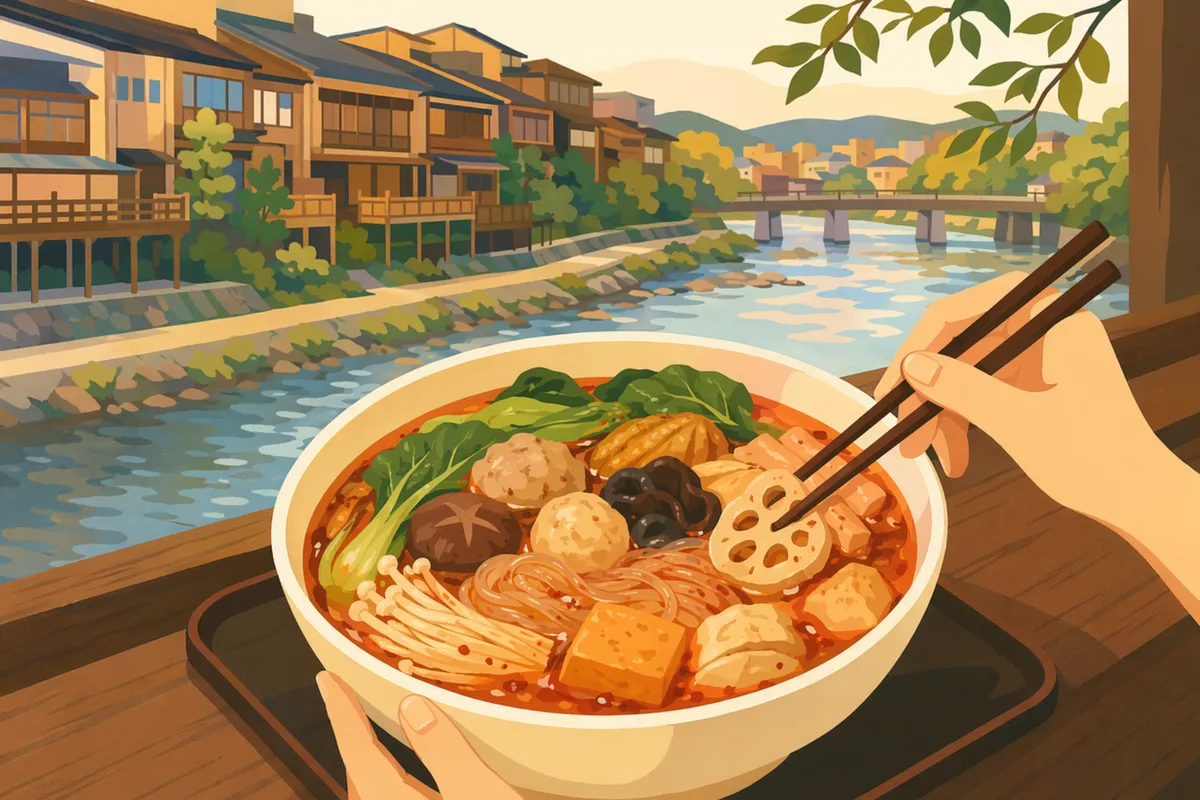 三条・河原町エリアの麻辣湯（マーラータン）イメージイラスト